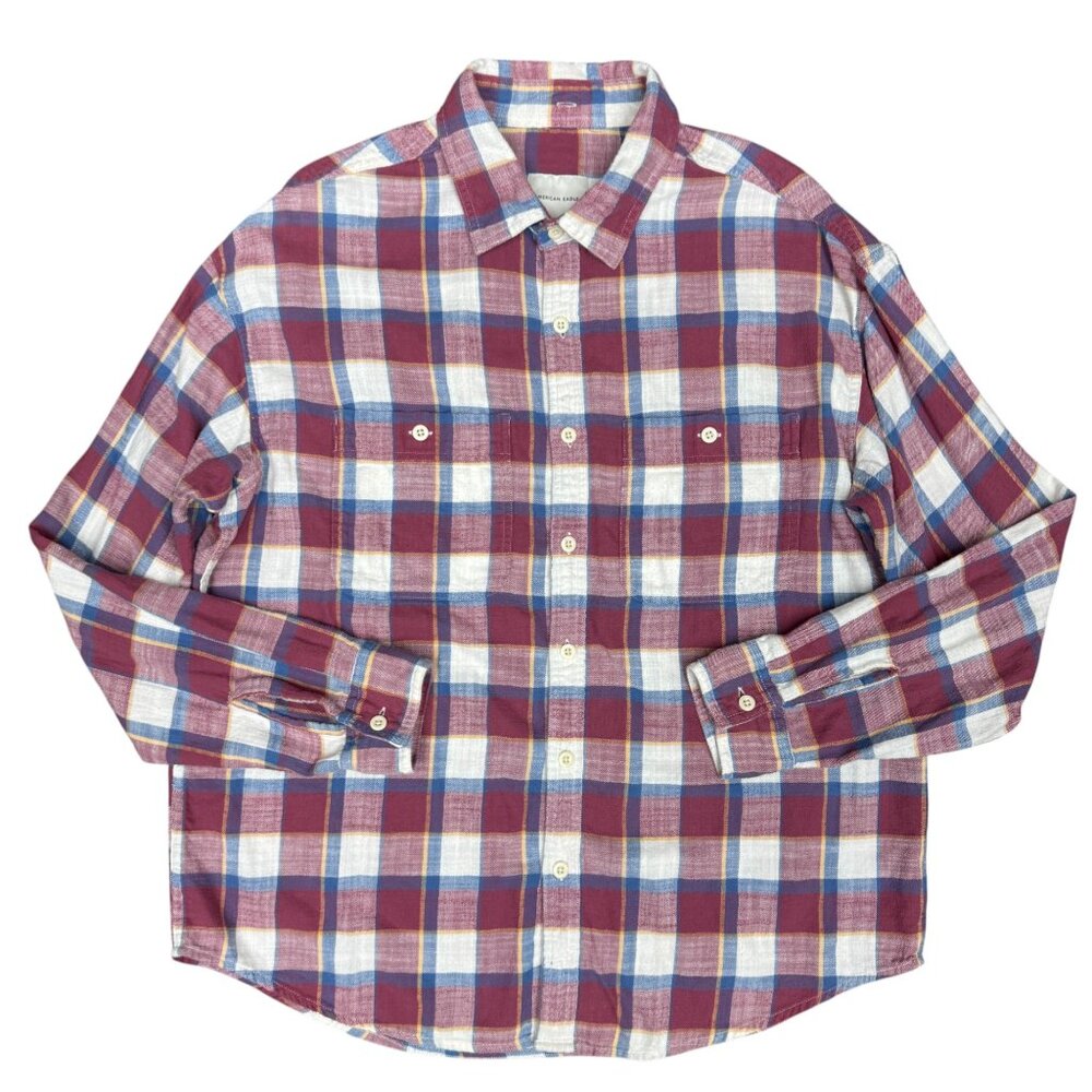 Men's AMERICAN EAGLE Checkered Plaid Flannel Shirt | Size Large